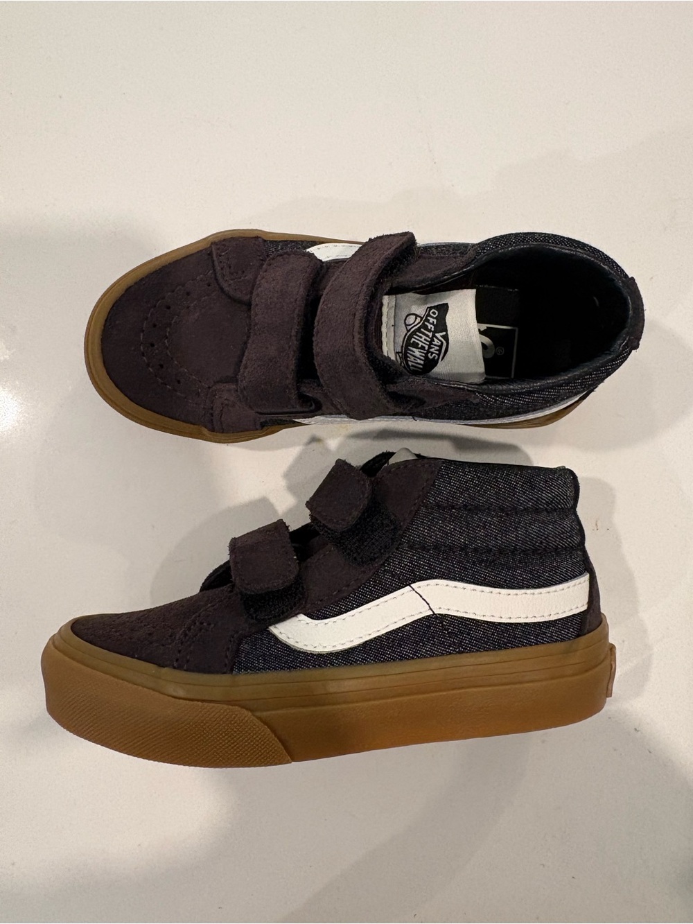 Vans Kids Black High-Top Sneakers with White Sidestripe and Gum Sole